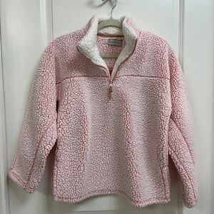 Blue Star Pink & White Sherpa Fleece Pullover – Size M